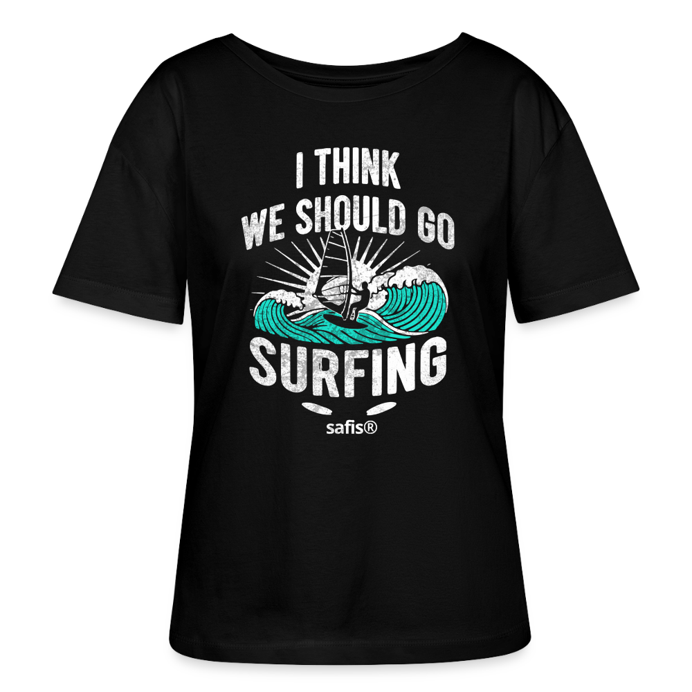Windsurfing Relaxed Rundhals Frauen Bio-T-Shirt SERENA -surfing- - Schwarz safis®