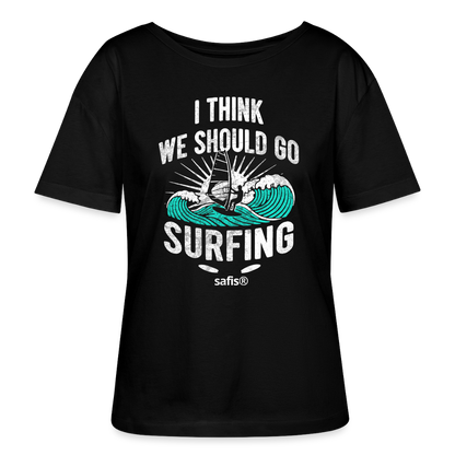 Windsurfing Relaxed Rundhals Frauen Bio-T-Shirt SERENA -surfing- - Schwarz safis®