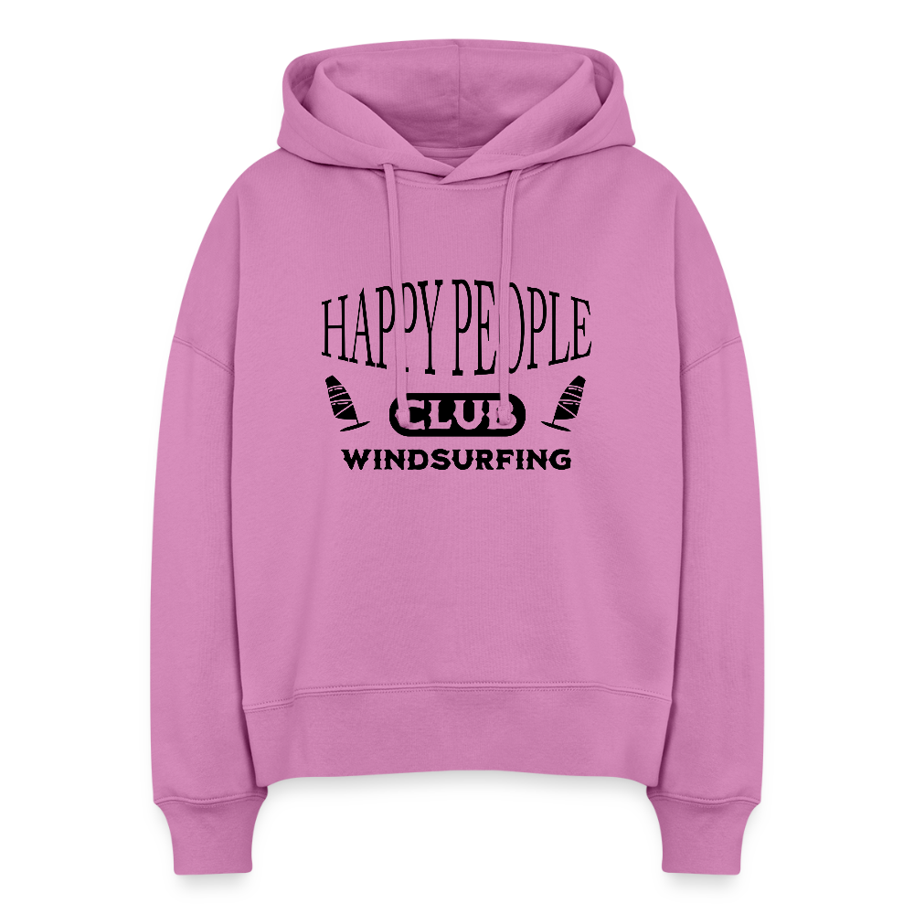 Boxy Frauen Bio Hoodie -happy people- - Pink