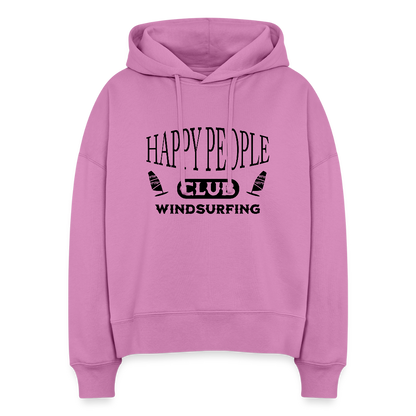 Boxy Frauen Bio Hoodie -happy people- - Pink