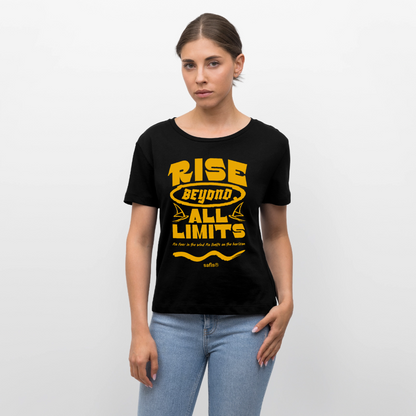 -rise all limits- Relaxed Rundhals Frauen Bio-T-Shirt - Schwarz