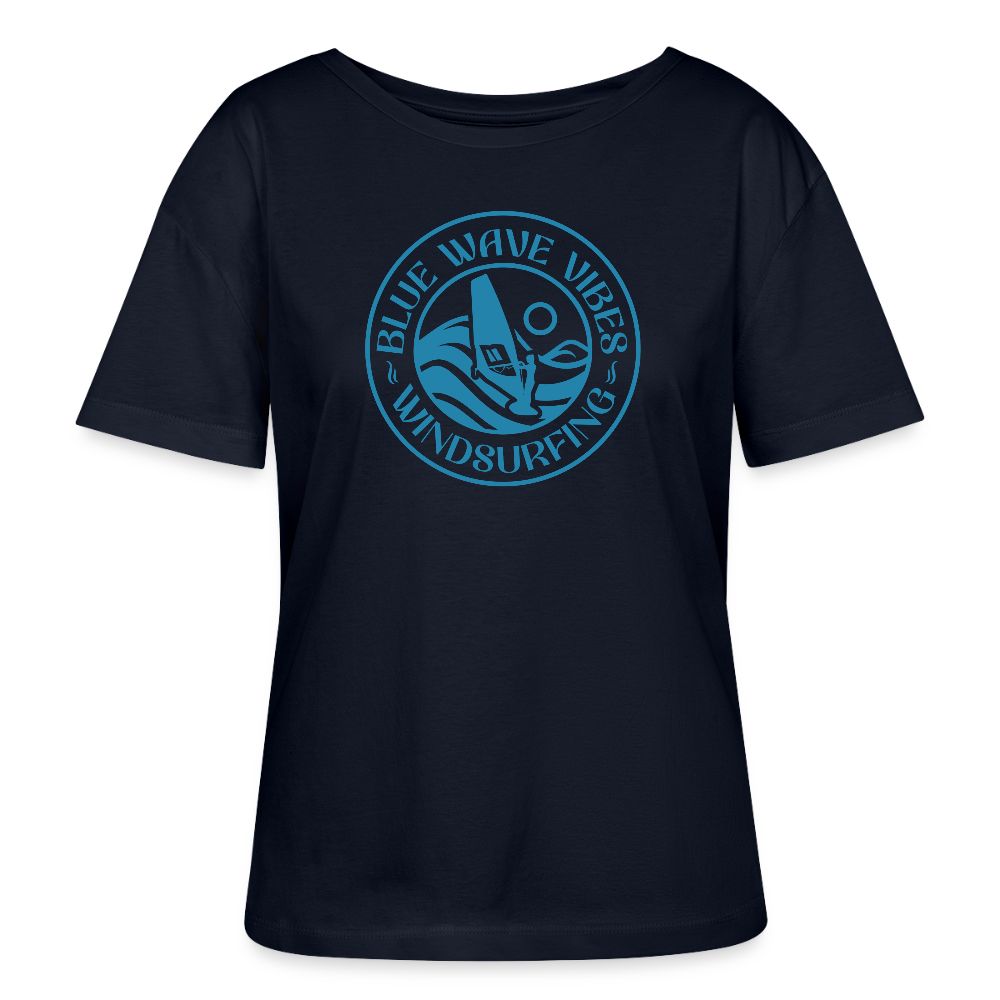 Relaxed Rundhals Frauen Bio-T-Shirt -blue wave vibes- - Navy