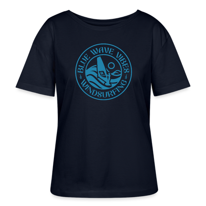 Relaxed Rundhals Frauen Bio-T-Shirt -blue wave vibes- - Navy