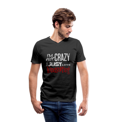 Männer Bio-T-Shirt mit V-Ausschnitt -crazy- - Schwarz