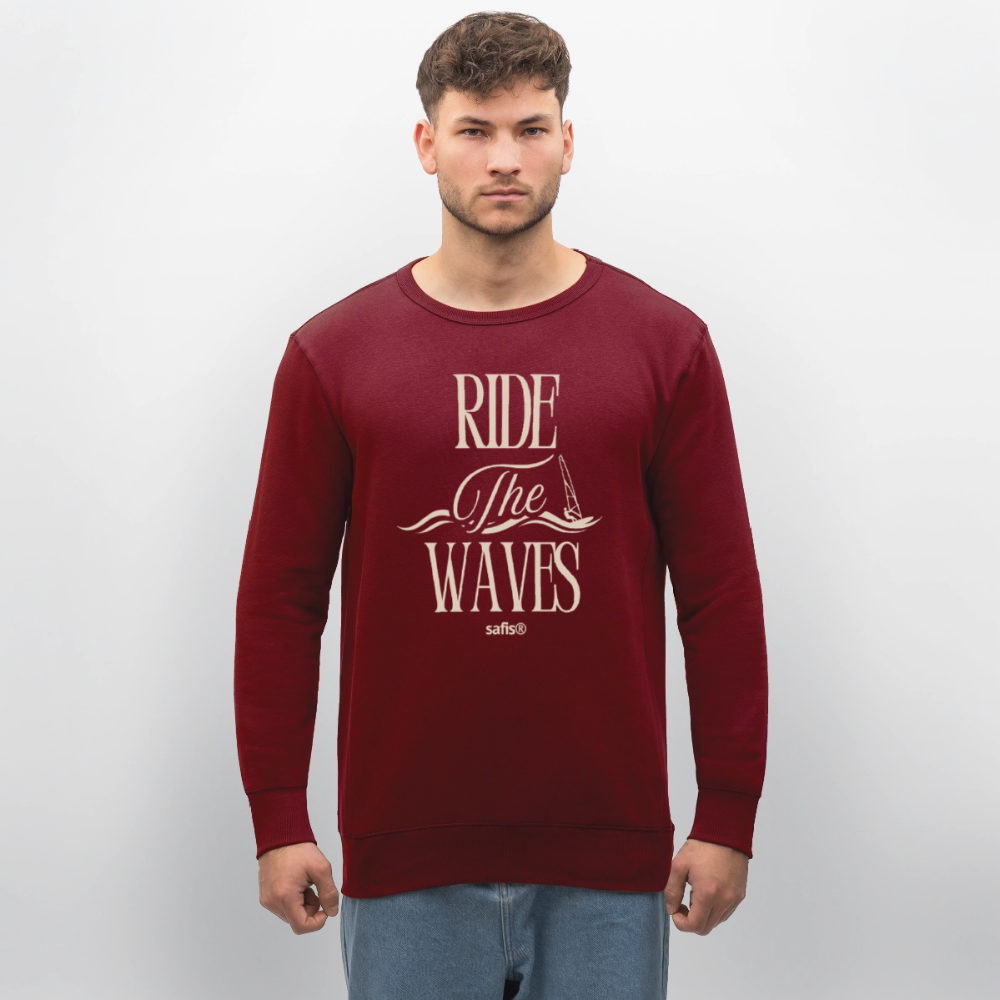 Unisex Bio-Sweatshirt ROLLER -ride the waves- - Burgunderrot