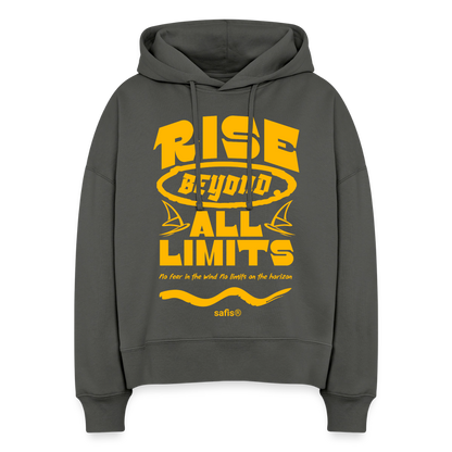 safis® nachhaltige Windsurfkleidung -rise all limits- Boxy Frauen Bio Hoodie Nora - Anthrazit