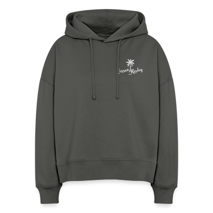 Boxy Frauen Bio Hoodie Nora -ocean replay- - Anthrazit