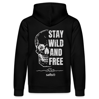 safis® Windsurf Shirt -wild and free- Unisex Bio-Hoodie DRUMMER - Schwarz