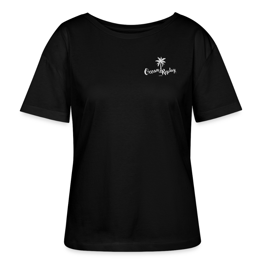Relaxed Rundhals Frauen Bio-T-Shirt -ocean replay- - Schwarz