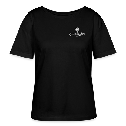 Relaxed Rundhals Frauen Bio-T-Shirt -ocean replay- - Schwarz