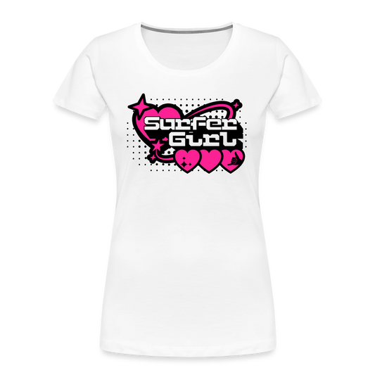 Frauen Premium Bio T-Shirt -surfer girl- - Weiß