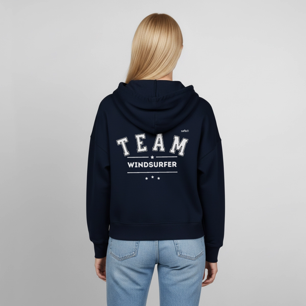 Boxy Frauen Bio Zip Hoodie Ida - Navy