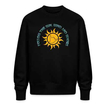 Unisex Oversize Bio Pullover -follow me- - Schwarz