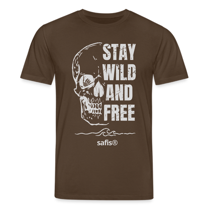 safis T-Shirt mit Totenschädel -wild and free- Unisex Bio-T-Shirt CREATOR - Dunkelbraun