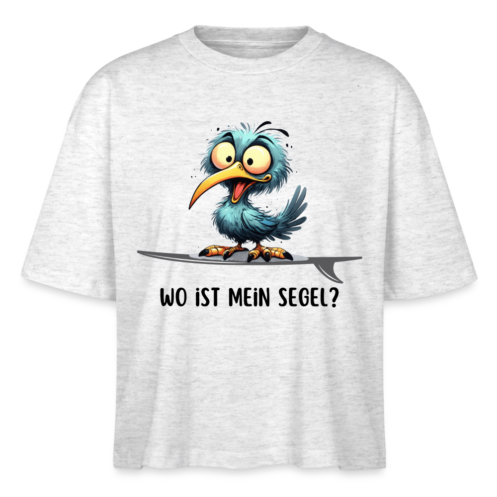 Frauen Boxy Bio-T-Shirt -Wo ist mein Segel?- - Weiß meliert