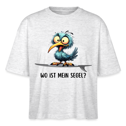 Frauen Boxy Bio-T-Shirt -Wo ist mein Segel?- - Weiß meliert