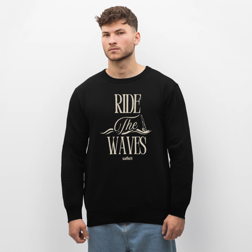 Unisex Bio-Sweatshirt ROLLER -ride the waves- - Schwarz