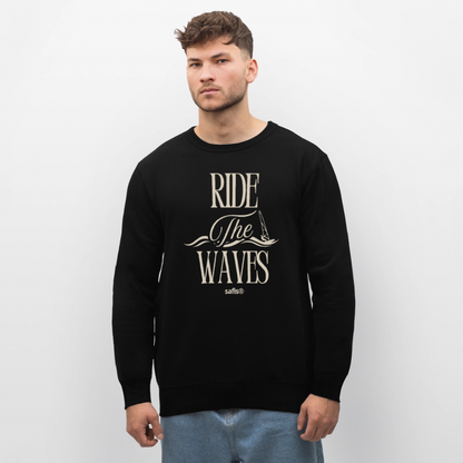 Unisex Bio-Sweatshirt ROLLER -ride the waves- - Schwarz