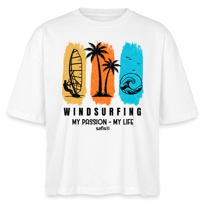 Windsurf Shirt von safis® Frauen Boxy Bio-T-Shirt Nova -my passion my life- - Weiß