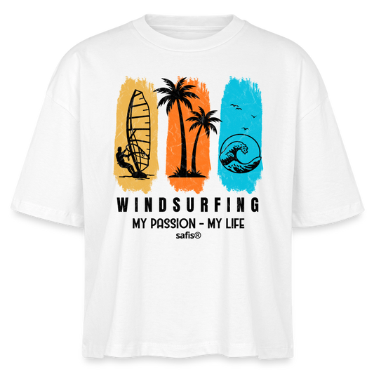 Windsurf Shirt von safis® Frauen Boxy Bio-T-Shirt Nova -my passion my life- - Weiß