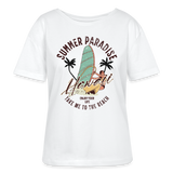 Relaxed Rundhals Frauen Bio-T-Shirt -enjoy life- - Weiß