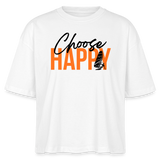 Frauen Boxy Bio-T-Shirt -happy- - Weiß