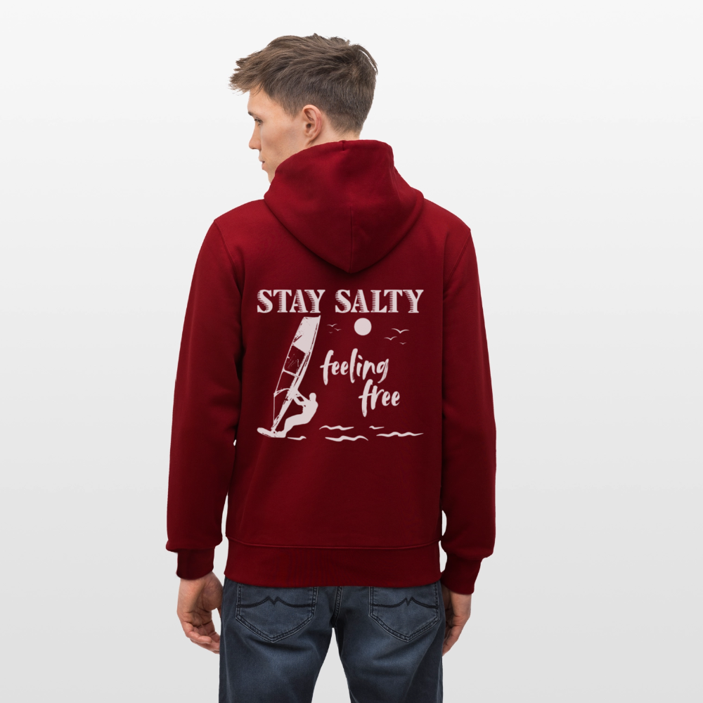Unisex Bio-Kapuzenjacke CULTIVATOR -stay salty- - Burgunderrot