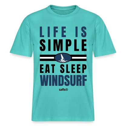 Surfshirt Männer safis  -eat sleep windsurf- Relaxed Fit Unisex Bio-T-Shirt - Poolblau