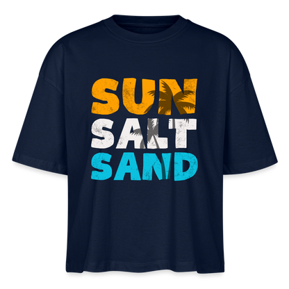 Frauen Boxy Bio-T-Shirt -sun salt sand- - Navy