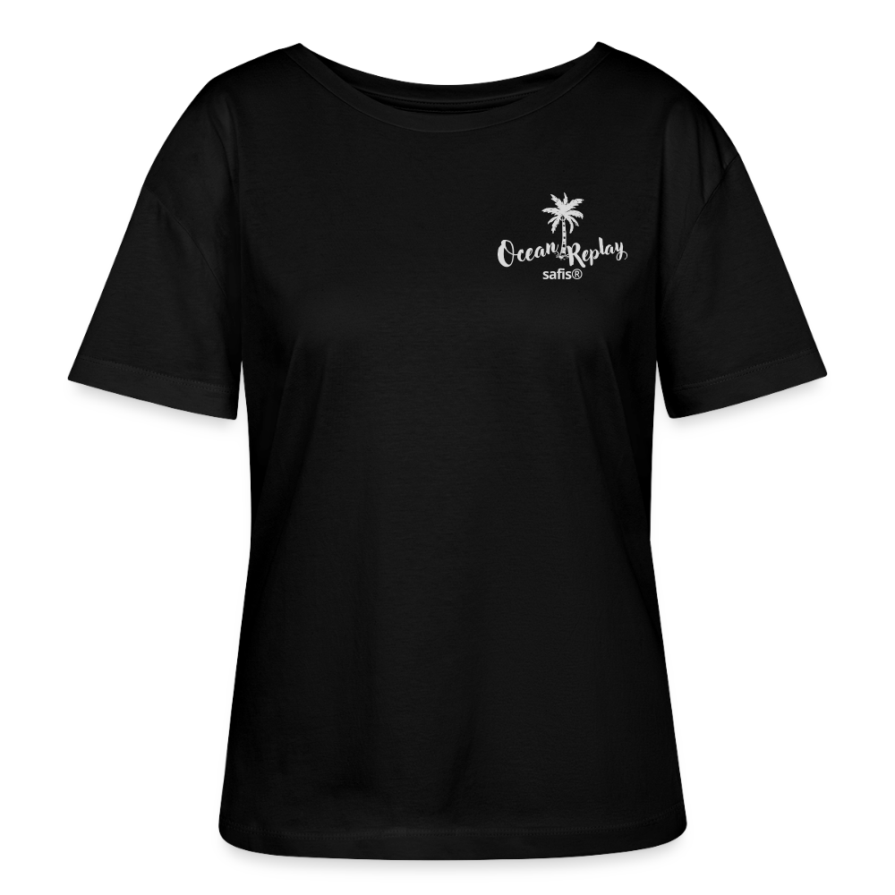 safis® Windsurfer  Frauen Bio-T-Shirt -Ocean replay- - Schwarz