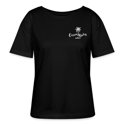 safis® Windsurfer  Frauen Bio-T-Shirt -Ocean replay- - Schwarz