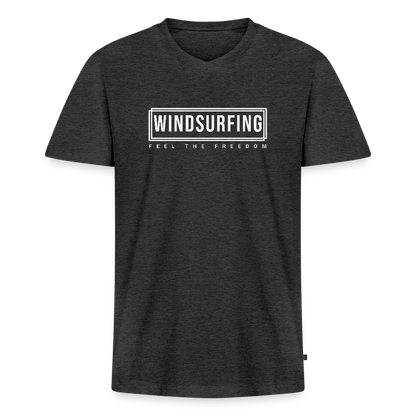 Männer Bio-T-Shirt mit V-Ausschnitt -feel the freedom I- - Anthrazit meliert