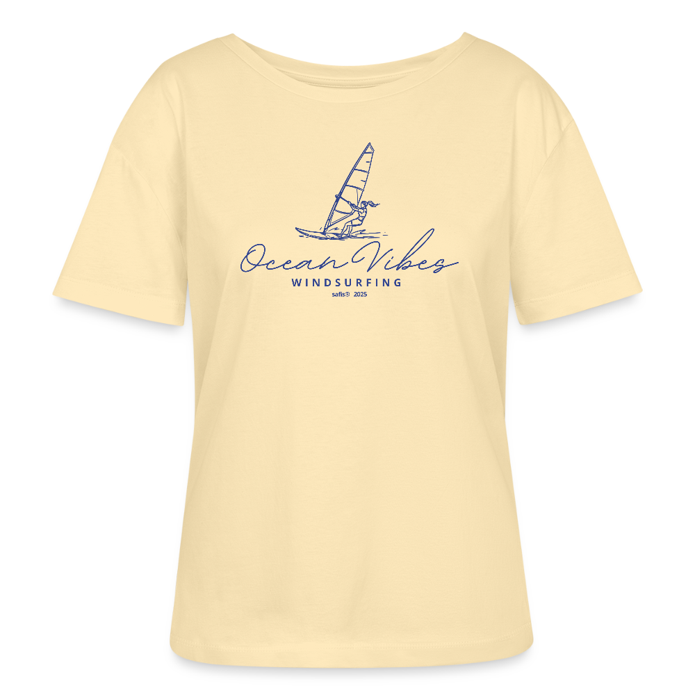 Relaxed Rundhals Frauen Bio-T-Shirt -ocean vibes windsurfing- - Creme