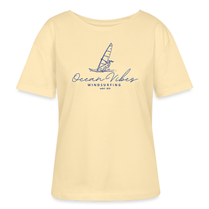 Relaxed Rundhals Frauen Bio-T-Shirt -ocean vibes windsurfing- - Creme