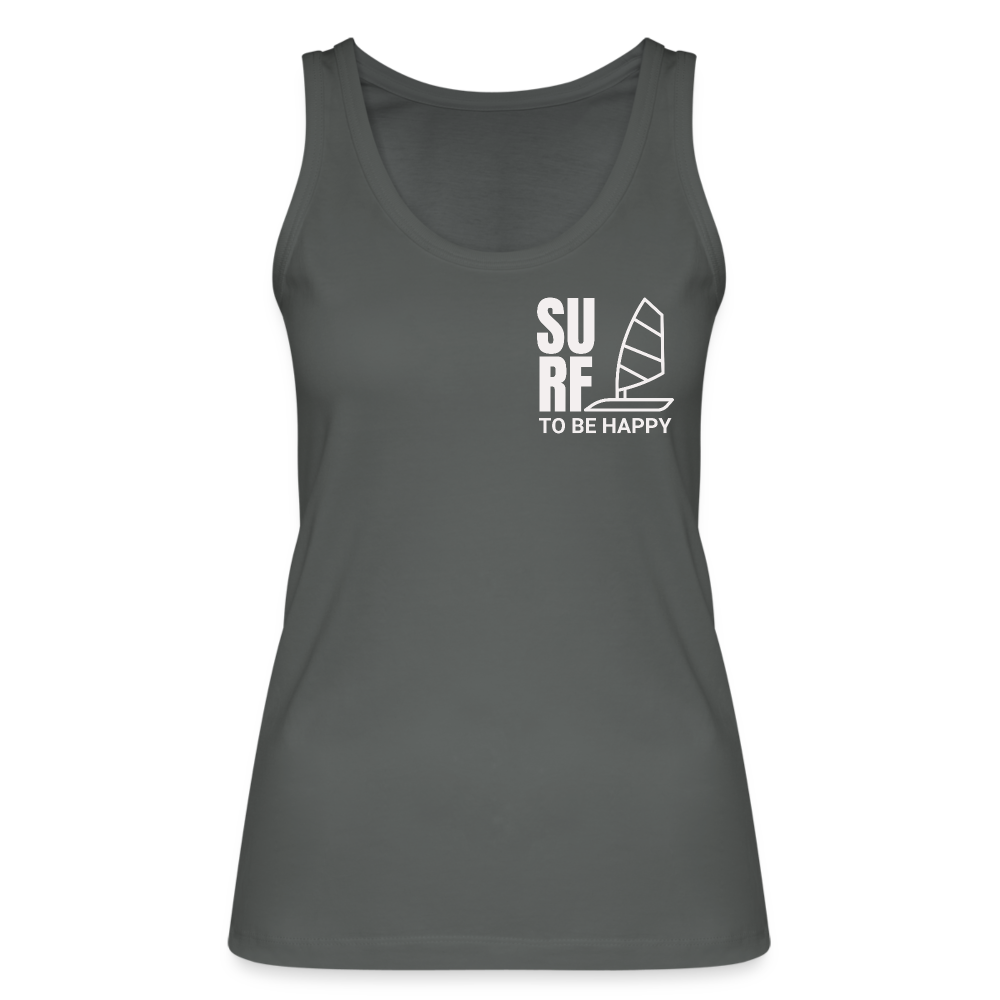 Frauen Bio Tank Top -surf to be happy- - Anthrazit