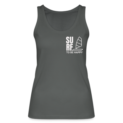 Frauen Bio Tank Top -surf to be happy- - Anthrazit