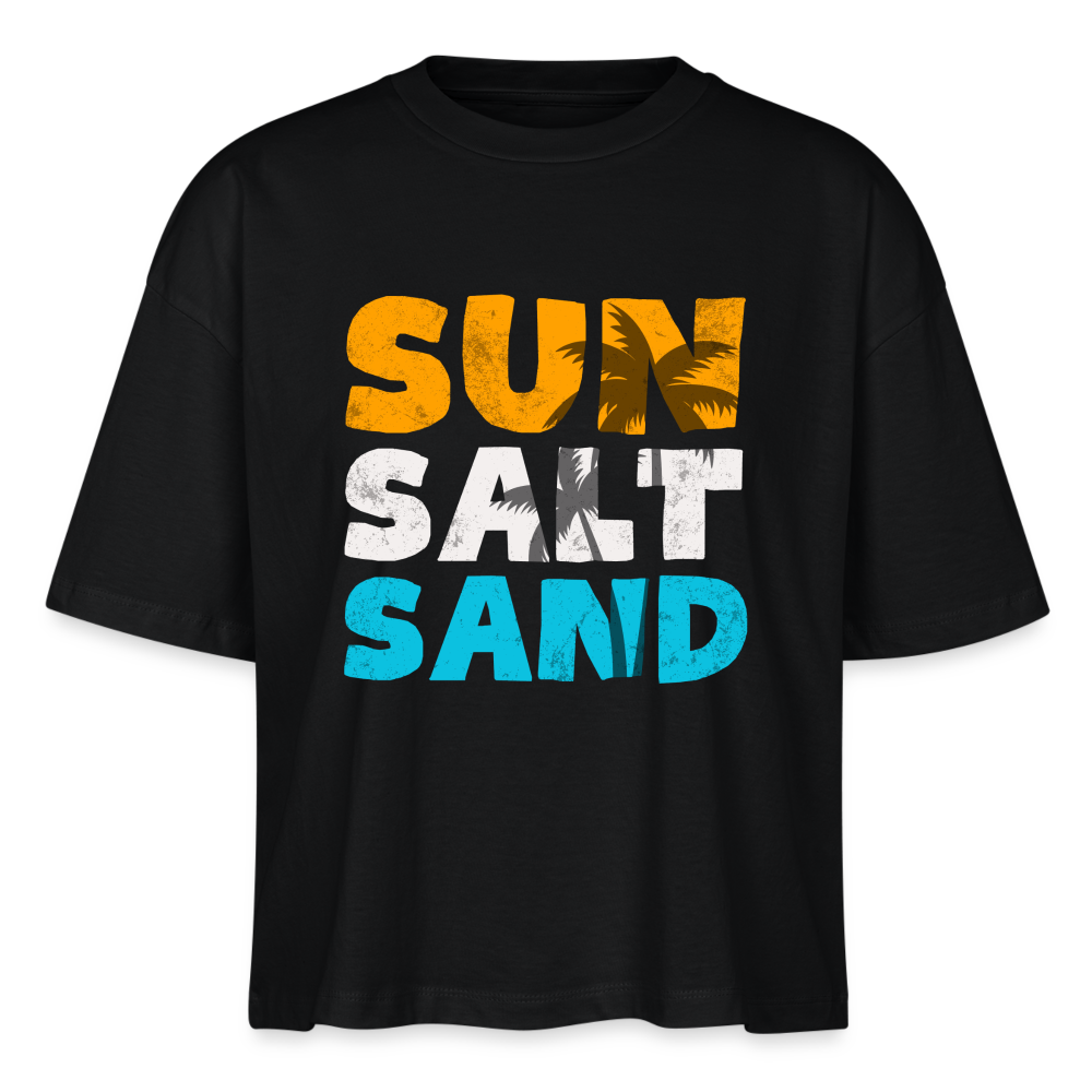 Frauen Boxy Bio-T-Shirt -sun salt sand- - Schwarz