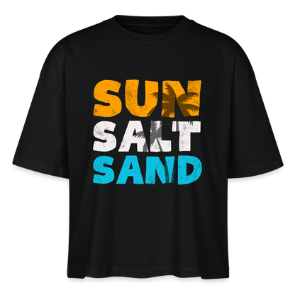 Frauen Boxy Bio-T-Shirt -sun salt sand- - Schwarz