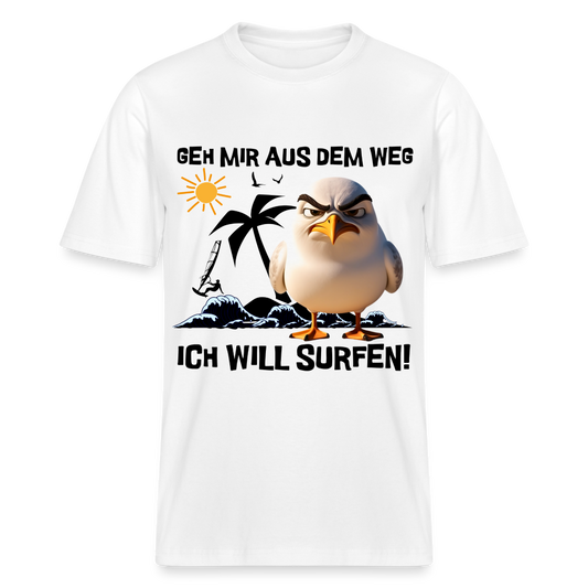 Relaxed Fit Unisex Bio-T-Shirt -ich will surfen- - Weiß