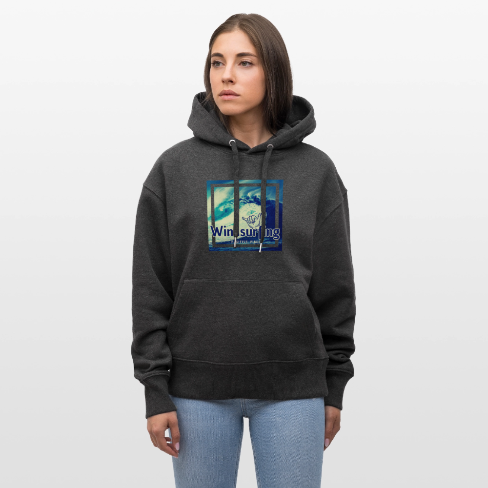 Unisex Relaxed Fit Bio-Hoodie -positive vibes- - Dunkelgrau meliert