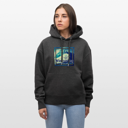 Unisex Relaxed Fit Bio-Hoodie -positive vibes- - Dunkelgrau meliert