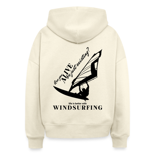 Boxy Frauen Bio Hoodie -are you alive- - Weißgrau