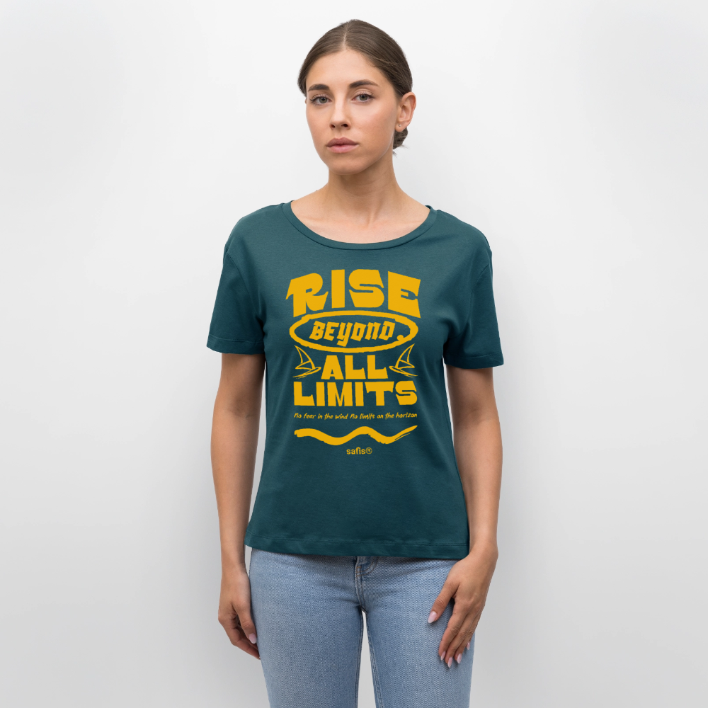 -rise all limits- Relaxed Rundhals Frauen Bio-T-Shirt - Dunkles Petrol