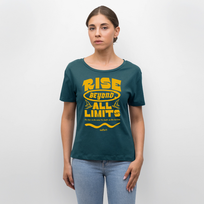 -rise all limits- Relaxed Rundhals Frauen Bio-T-Shirt - Dunkles Petrol