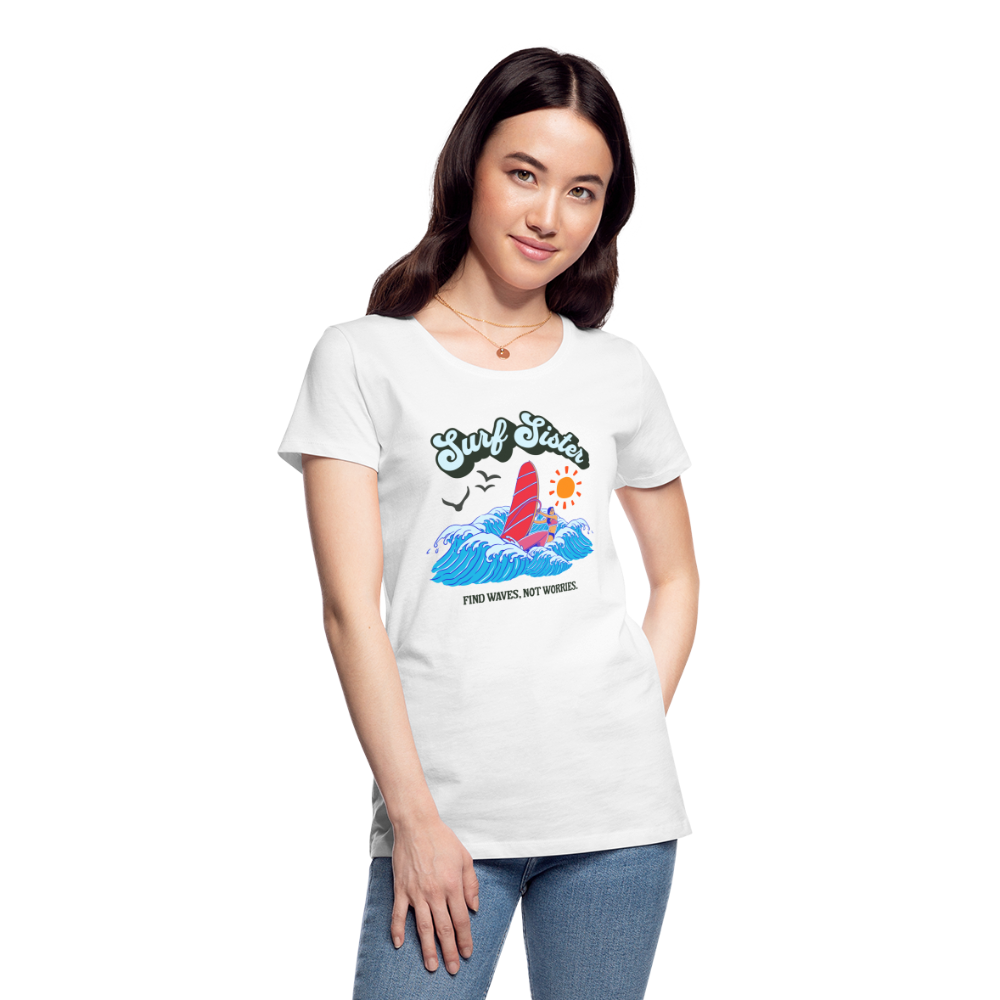 Frauen Premium Bio T-Shirt -surf sister- - Weiß