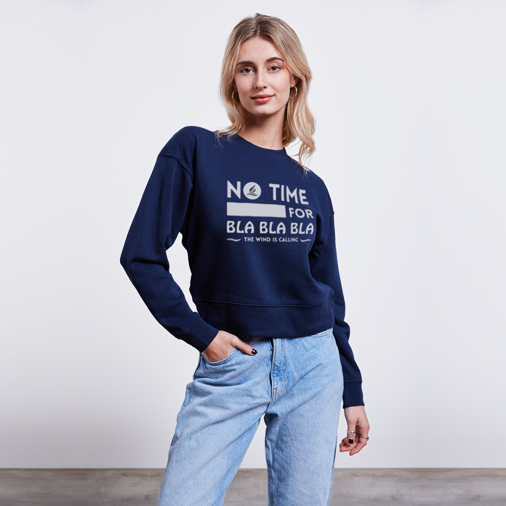 Cropped Frauen Bio-Sweatshirt -bla bla bla- - Navy