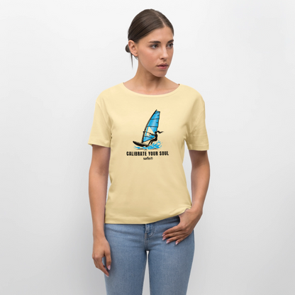 Windsurf Shirt safis® Frauen Bio-T-Shirt -calibrate your soul- - Creme