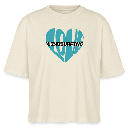 Frauen Boxy Bio-T-Shirt -Herz- - Weißgrau