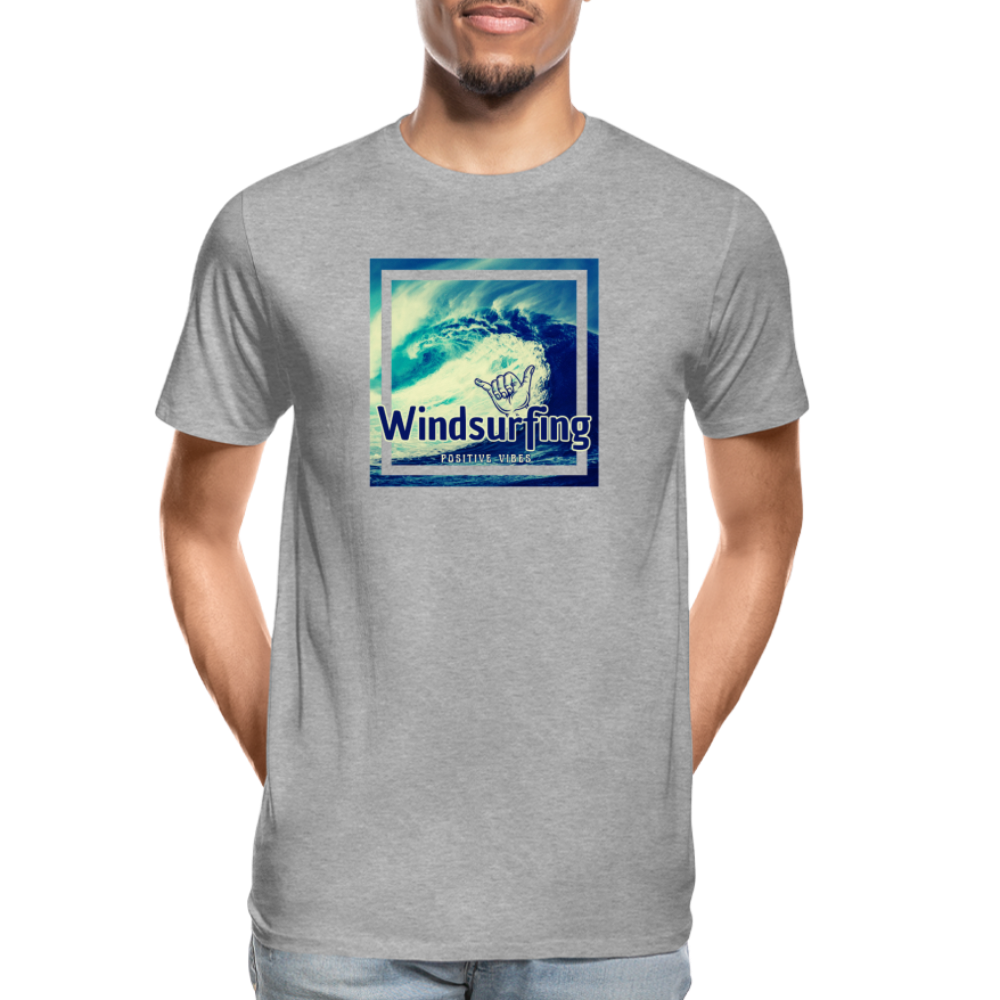 Männer Premium Bio T-Shirt -positive vibes- - Grau meliert