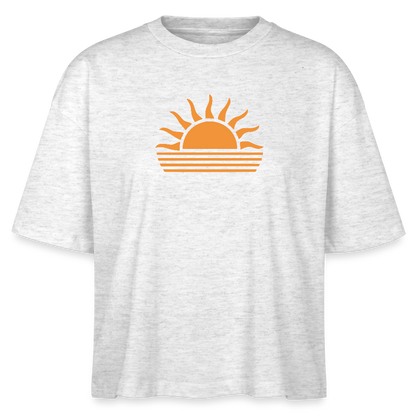 Frauen Boxy Bio-T-Shirt -sunset- - Weiß meliert
